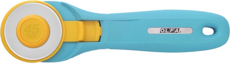 OLFA 45mm Quick-Change Rotary Cutter (RTY-2/C) - Rotary Fabric Cutter w/Blade Cover for Crafts, Sewing, Quilting, Replacement Blade: RB45-1 (Aqua) - Image 1
